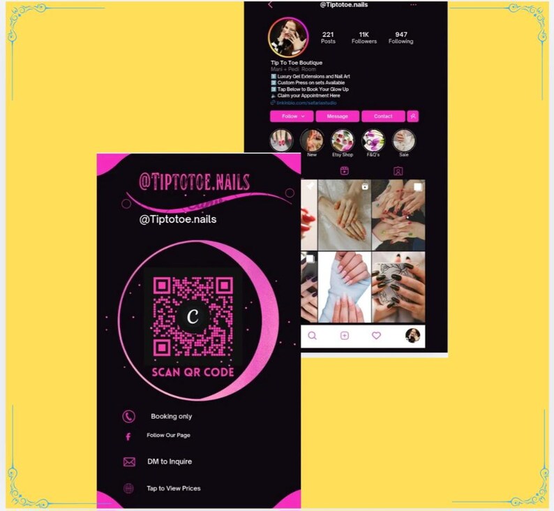 Cartão de Visita Editável para Instagram / Cartão de Visita com Código ...