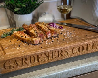 Personalised Solid Thick 4 or 6cm Oak Engraved Chopping Board | Chop Board | Butchers Block | Serving Board | Cheese Board | Cutting Board