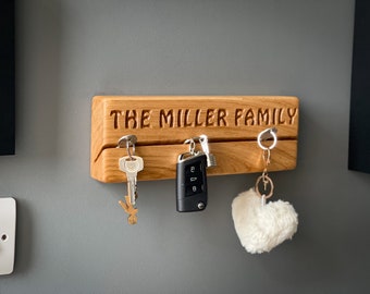 Personalised Solid Oak Key Holder | Wooden Key Holder | Key Organiser | Wall Mounted Key Organiser | Oak Wood Key Storage |