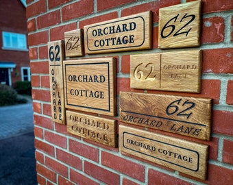 Personalised Oak House Sign, House Name Number, Cottage Name Sign, Engraved, Carved, Custom Engraved, Wooden Plaque