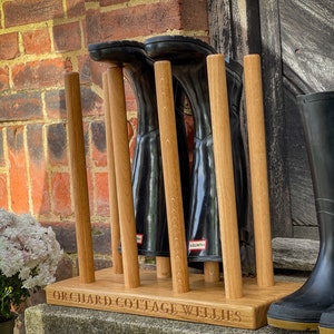 Personalised Solid Oak Wellington Boot Stand Welly Boot Rack Wellington Rack Welly Boot Stand Wellies Rack Wellies Stand Etsy