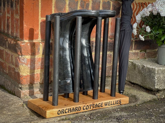 Personalised Solid Oak Wellington Boot Stand Welly Boot Rack Wellington Rack Welly Boot Stand Wellies Rack Wellies Stand Etsy UK