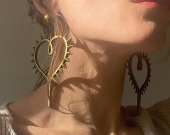 Armored heart earrings