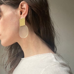 New moon modernist earrings, 70s vintage image 2