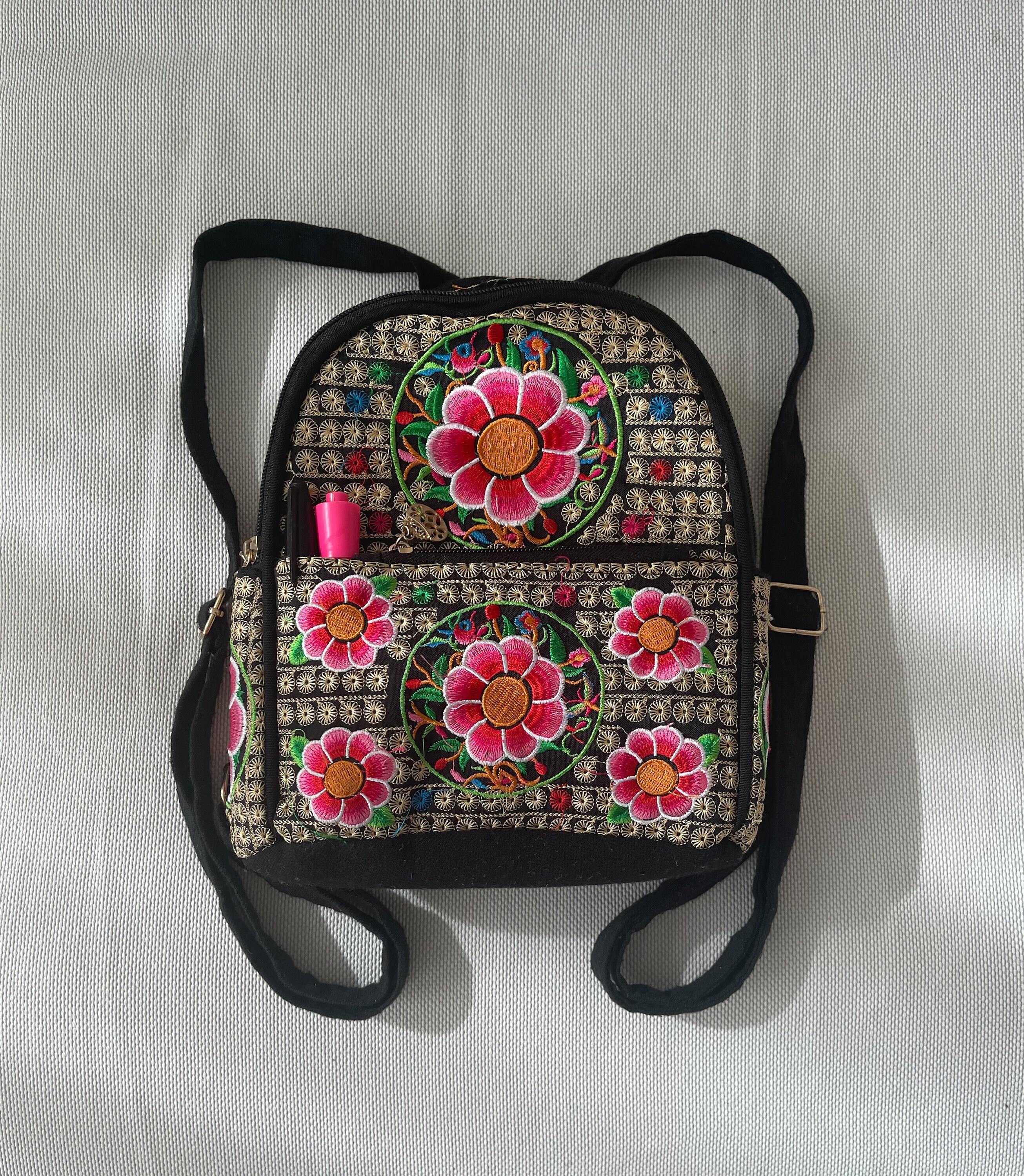 Psychedelic Floral Brocade Tiny Backpack 