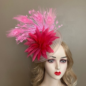 Pink Feather Fascinator: Kentucky Derby Church Wedding Hat