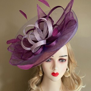 Purple Sinamay Fascinator: Kentucky Derby Hat with Bow
