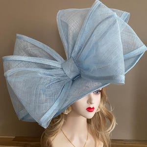 Powder Blue Sinamay Derby Hat: Wide Brim Race Day Wedding Hat