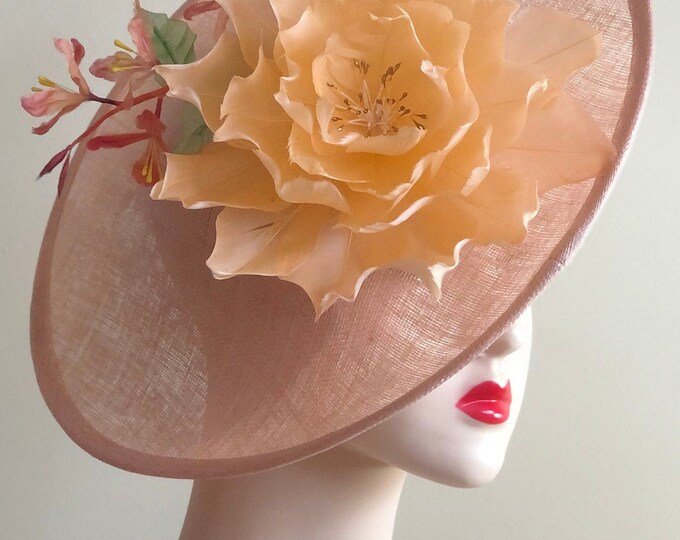 Kentucky Derby Hat, Pale Pink Derby Hat, Blush Royal Ascot Hat for