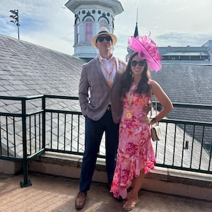 Fuchsia Derby Hat: Handmade Sinamay Fascinator with Horsehair Bow