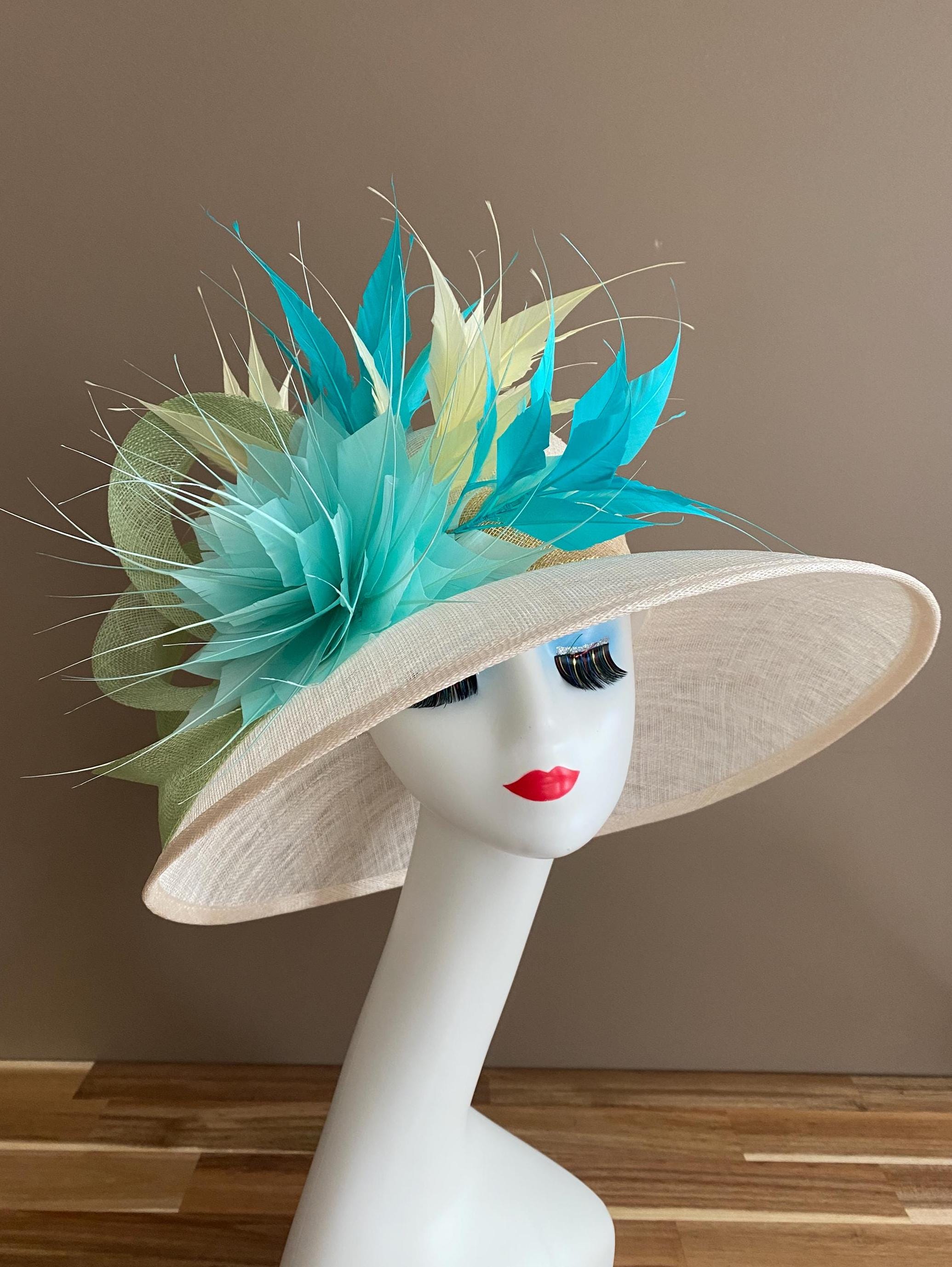 Kentucky Derby Hat Wide Brim Organza Elegant Turquoise Women\'s Hat s-l1200.jpg main image 2