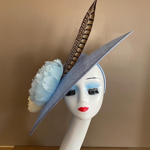 Blue Sinamay Kentucky Derby Hatinator: Peony Flower Fascinator