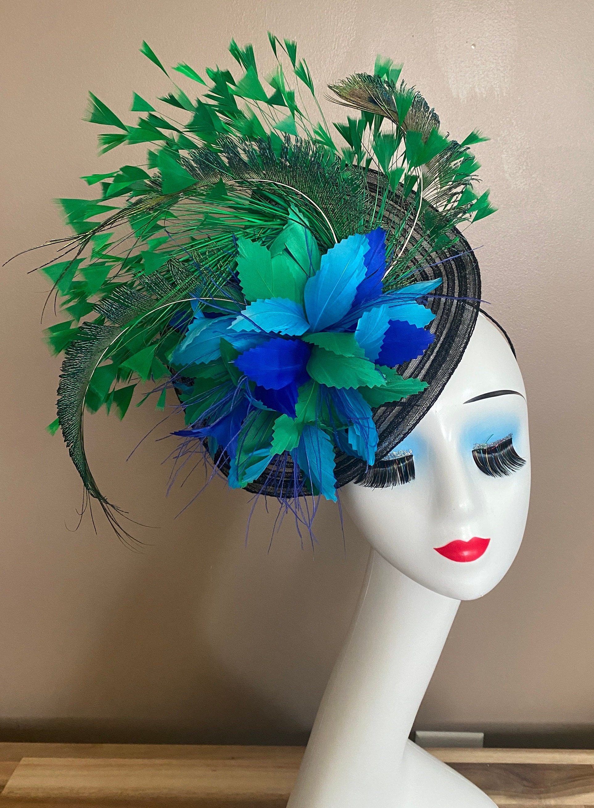 Kentucky Derby Fascinator(g3): Black Feather Flower Tea  display picture 3