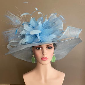 Blue Derby Hat White Flower - Etsy display picture 1