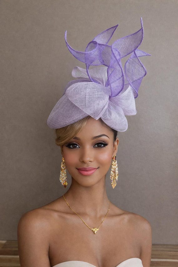 Lavender Sinamay Kentucky Derby Fascinator(m11): Elegant  display picture 2