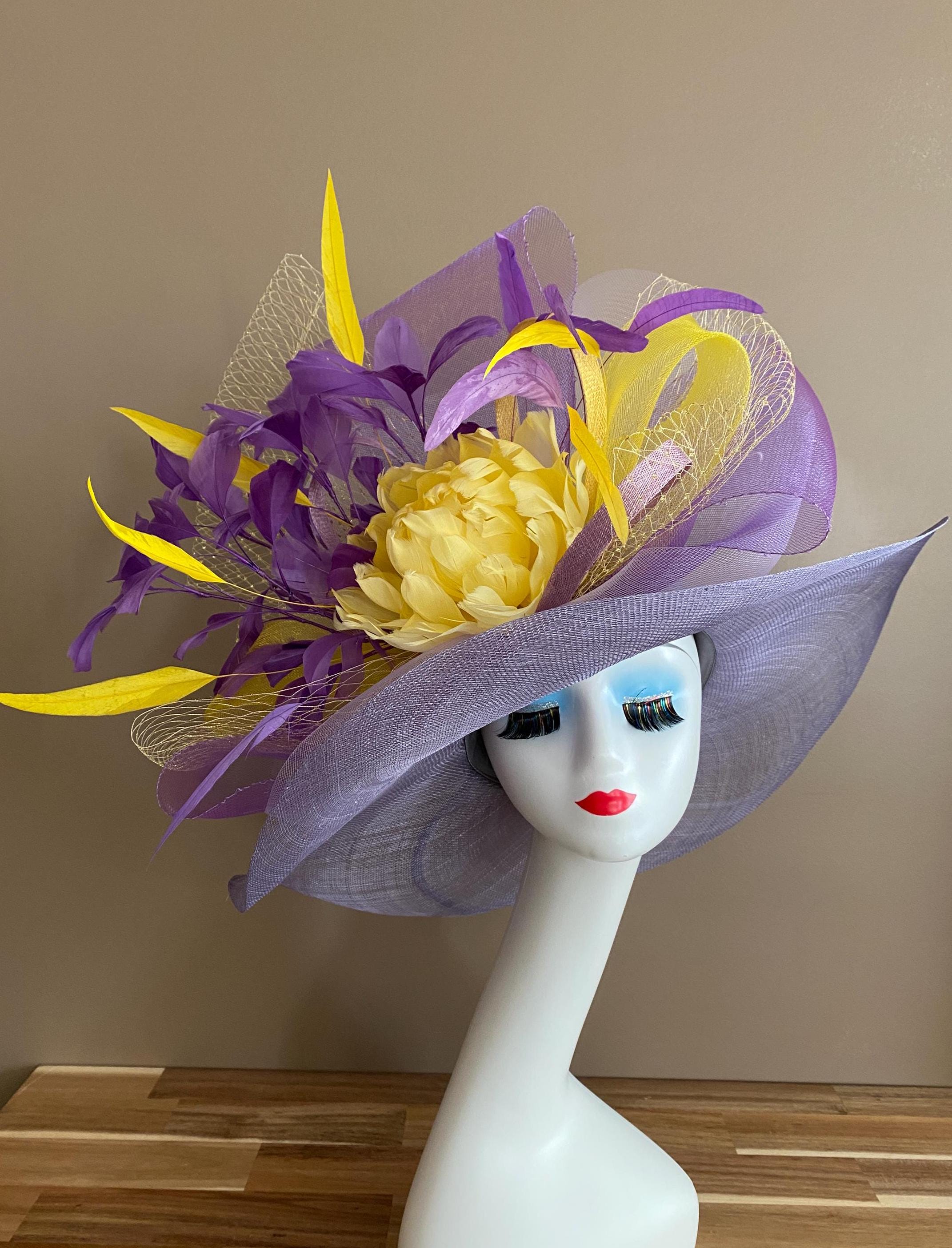 Elegant Yellow and Purple Women\'s Hat QBHAT Yellow And Purple Patchwork Jazz Fedora Hat Riding  main image 2
