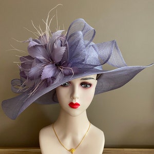 Violet/light Purple Wide Brim Sinamay Church Kentucky Derby Hat With ...