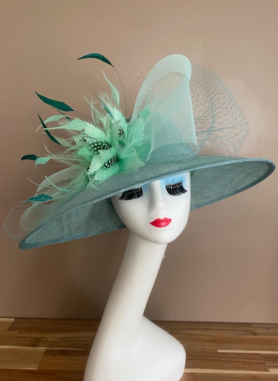 Wide Brim Sage Green Hat Silver Embellishment 100X Wide Brim (Sage) - Herring Custom main image 2