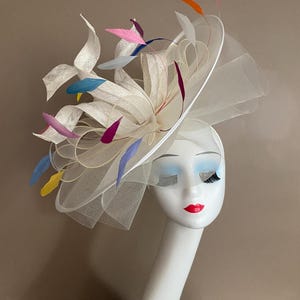 Ivory Fascinator Hat: Colorful Feather Kentucky Derby Headband