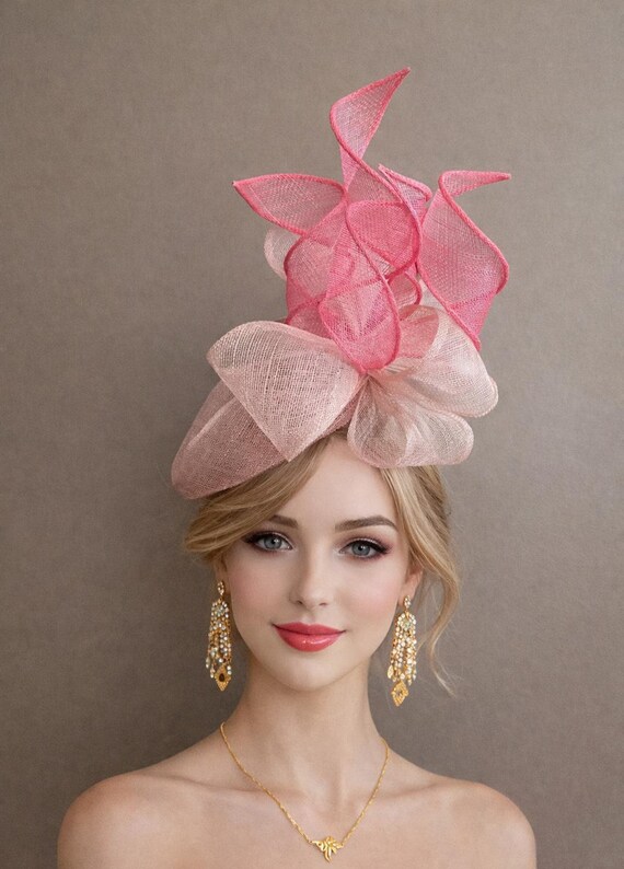 Pink Sinamay Kentucky Derby Fascinator(m11): Bow/ribbons - Etsy
