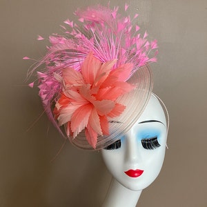 Pink Feather Flower Fascinator: Kentucky Derby Race Wedding Hat