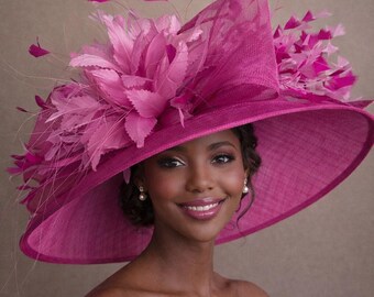 Kentucky Derby Oaks Bold Fuchsia Floral Fascinator with Silver Accents Kentucky Derby Hats & Fascinators – Julep Hat Designs main image 4