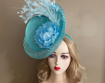 Peacock Feather Fascinator: Powder Blue Kentucky Derby Hat