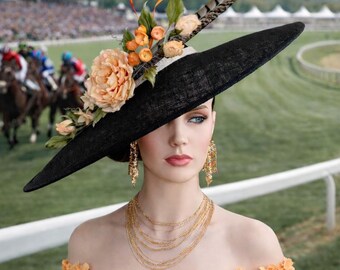 CAPPELLO DA SPOSA ARANCIONE GRANDE | Fascinatore Con Fiocco | Kentucky Derby Royal Ascot - Foto 2