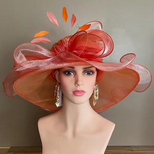 Wide Brim Dress Hat Bow Accent Derby Tea Party Church Mary Jean Collection NIB A straw sun hat adorned with a prominent yellow lily and  main image 2