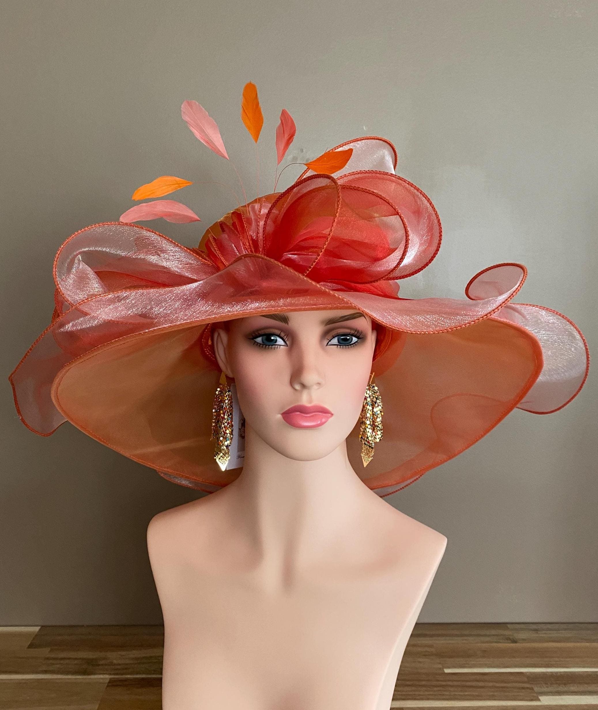 Elegant Coral & Aqua Feather Fascinator Hat for Women Aqua and Coral Fascinator - Etsy UK main image 3