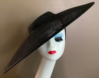 Extra Large Black Sinamay Hatinator: Kentucky Derby Fascinator