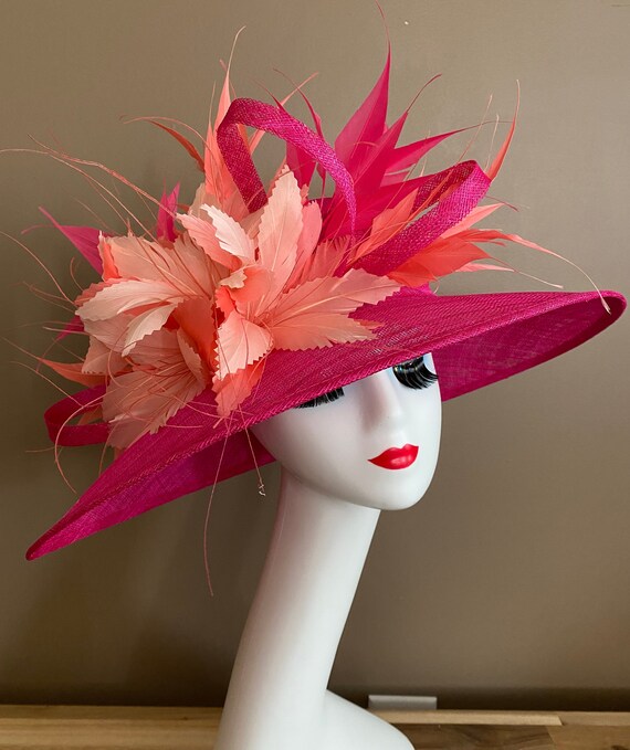 Multicolored flower Sinamay dress hat Wide Brim Bow Flower Sinamay Kentucky Derby Wedding Hat  main image 2