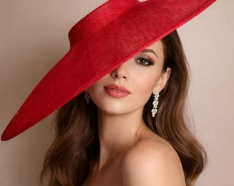 Extra Large Red Sinamay Kentucky Derby Hatinator