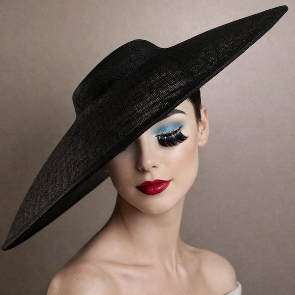Extra Large Black Sinamay Hatinator: Kentucky Derby Fascinator