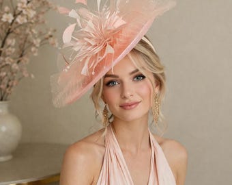 Peach Kentucky Derby Fascinator: Wedding, Tea Party, Race  display picture 2