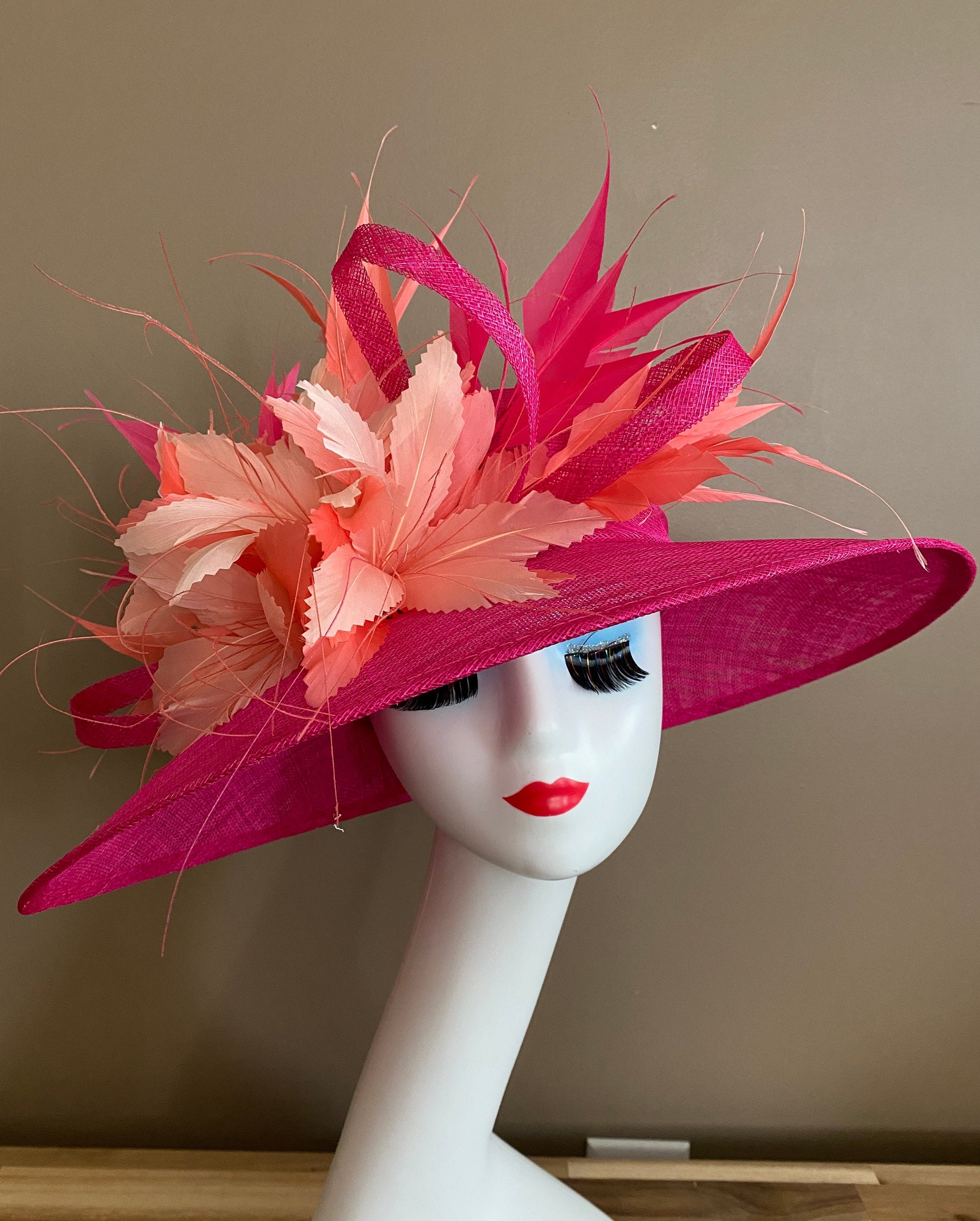 Hot Pink Feather Head Dress - Etsy display picture 1