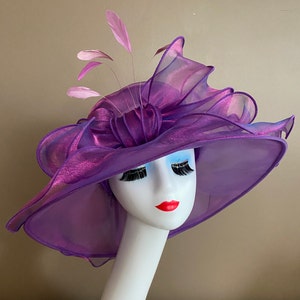 Purple Organza Kentucky Derby Hat: Ascot Race Church Dress Hat