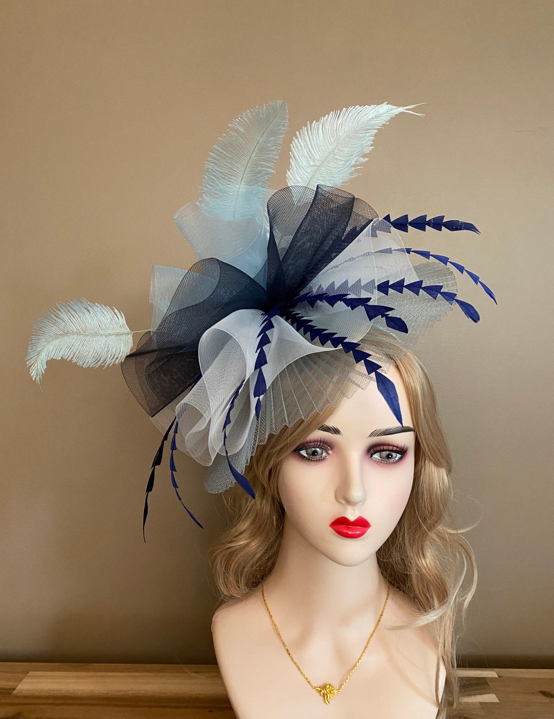 Navy/powder Blue/ivory Kentucky Derby Hat Handmade Derby Hat Etsy