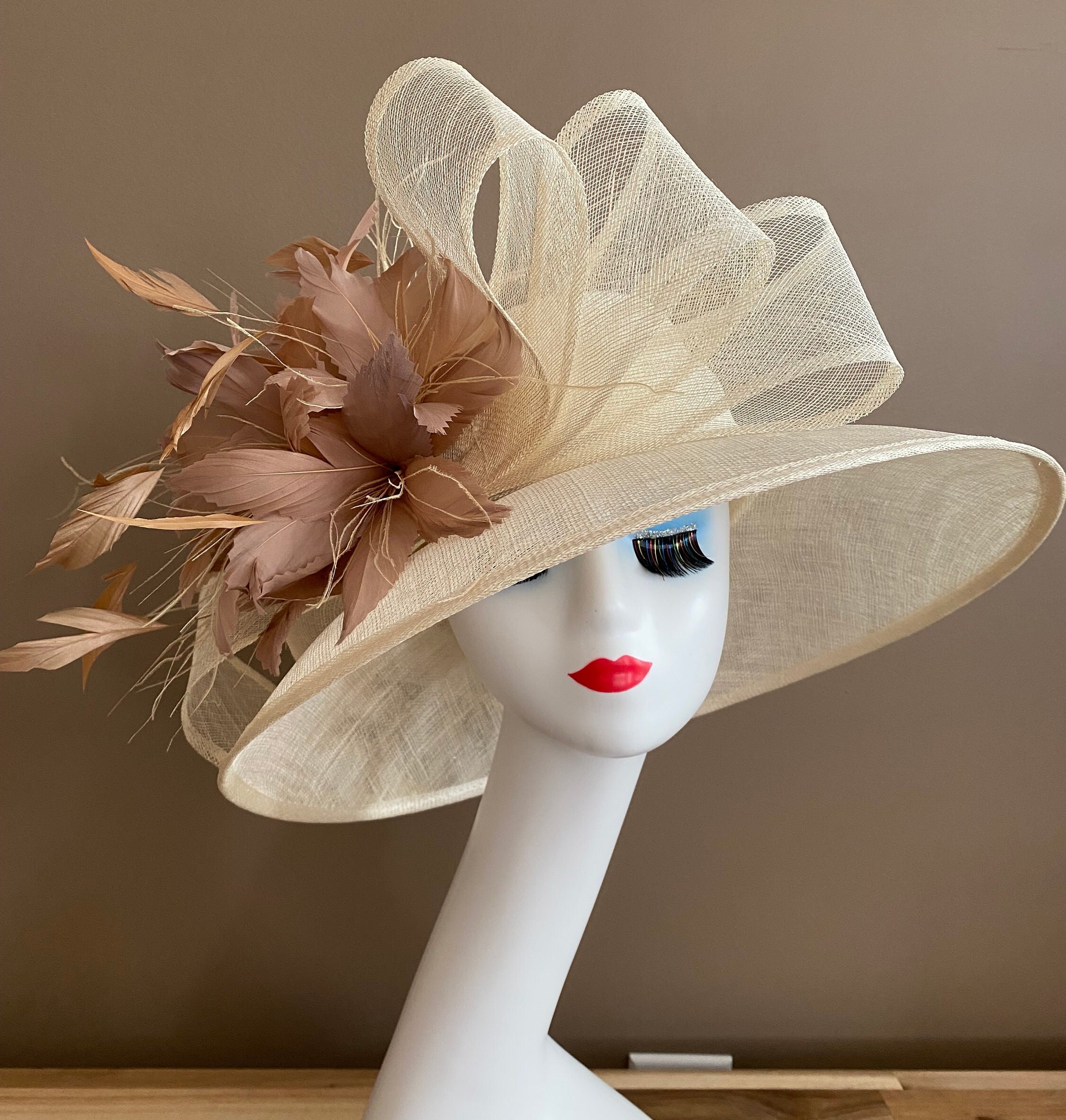 Taupe Wedding Hat Etsy