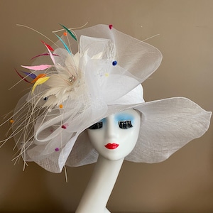Wide Brim Kentucky Derby Hat: Ivory Church Wedding Tea Hat