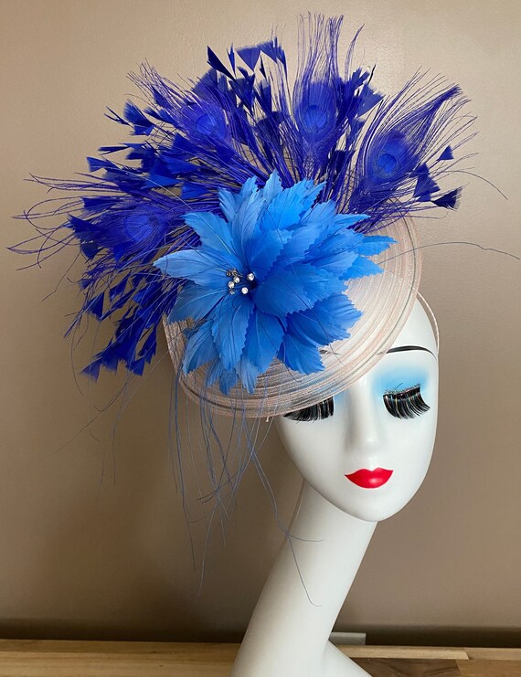 Blue Feather Flower Fascinator(g5): Kentucky Derby Tea Party  display picture 1
