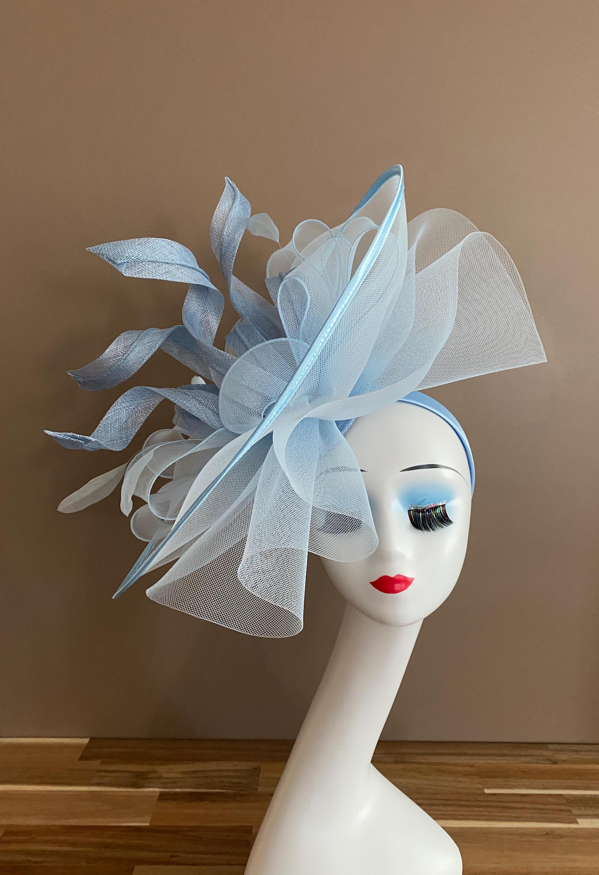 Powder Blue Kentucky Derby Hat. Handmade Derby Hat. Powder Blue Fascinator. Baby Blue Wedding Ascot Tea Race Easter Mother's Day Hat