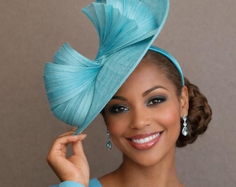 Peacock Sinamay Fascinator(m6): Kentucky Derby Church Wedding Hat