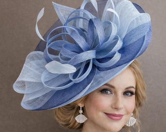 Powder Blue Sinamay Fascinator(m9): Kentucky Derby, Wedding, Tea Party