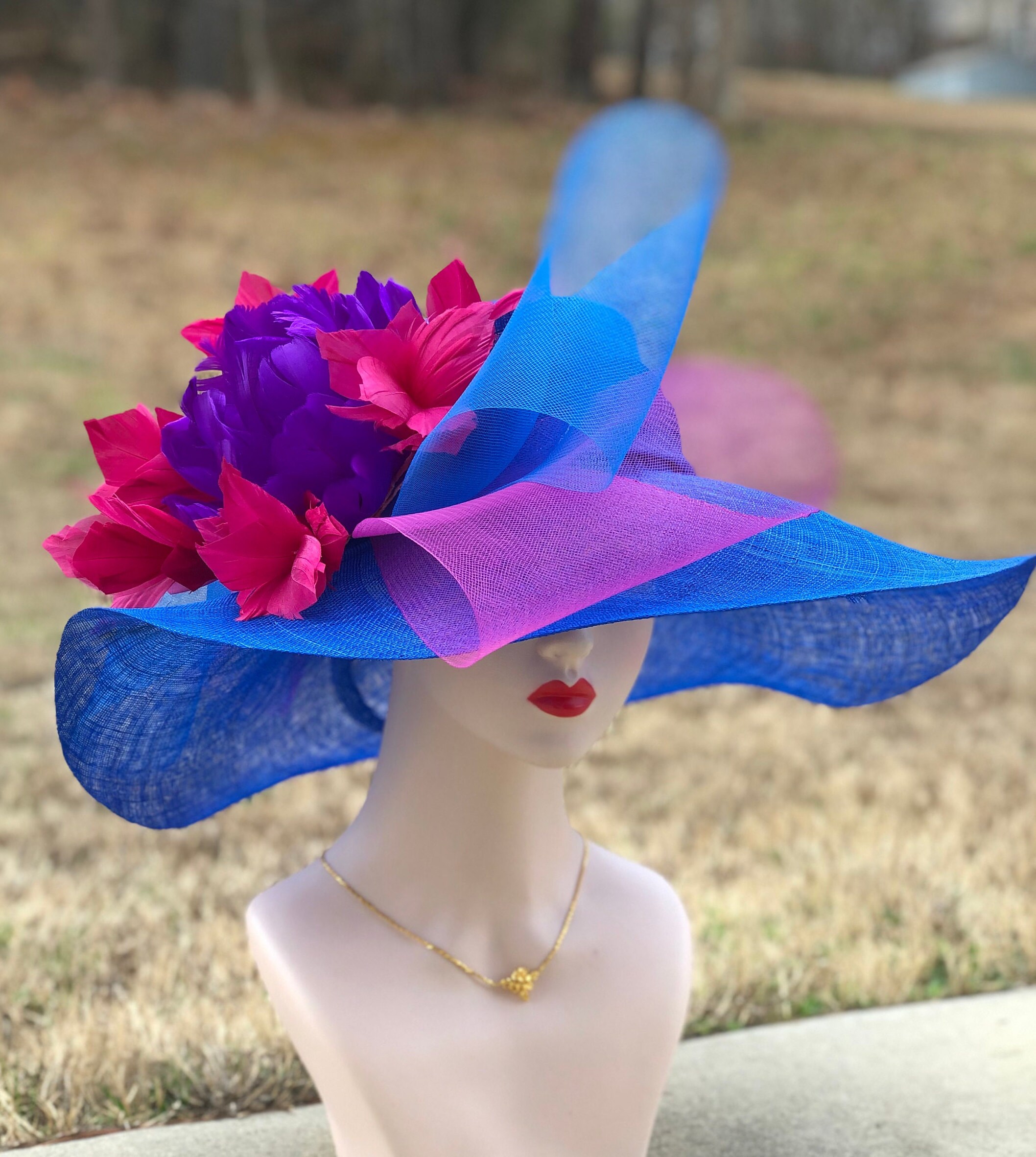 Royal Blue/fuchsia Kentucky Derby Hat 
