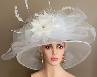 Kentucky Derby White Oversized Organza Rosette Hat - Etsy
