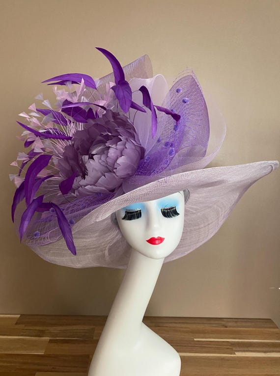 Lavender Kentucky Derby Hat(g7): Wide Brim Sinamay With  display picture 1