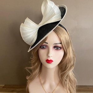 Black & White Kentucky Derby Fascinator: Silk Abaca Bow Headband