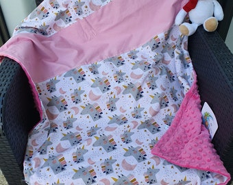 personalized baby blanket in cotton and minky