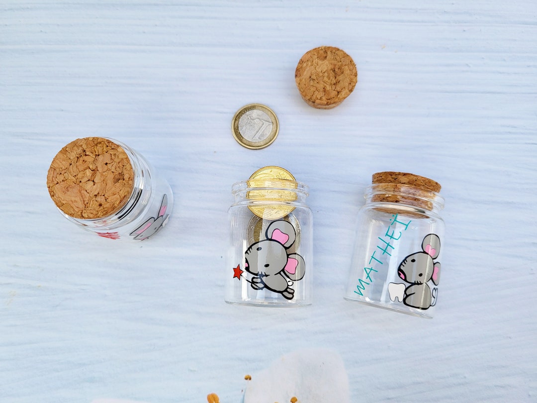 Boîte à Dents De Lait En Bois – 2 Pièces Avec Clips – Motifs Dinosaure Et Arc-en-Ciel – Cadeau Bébé, Baptême